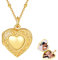 KINGWHYTE Herz Medaillon Halskette 925 Sterling Silber 14K Vergoldet Keltisches Herz Bilder Foto Anhänger Schmuck Geschenke für Frauen Mädchen 18+2inch Kette von Perlen