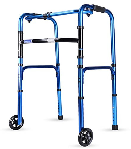 HSWOYEA Andador, Andador para Personas Mayores, Andador, Soporte de Rueda Delantera, Plegable, Altura Ajustable, Ayuda Ligera para el Transporte y la Movilidad, Bastón para Caminar (Azul) Decoración
