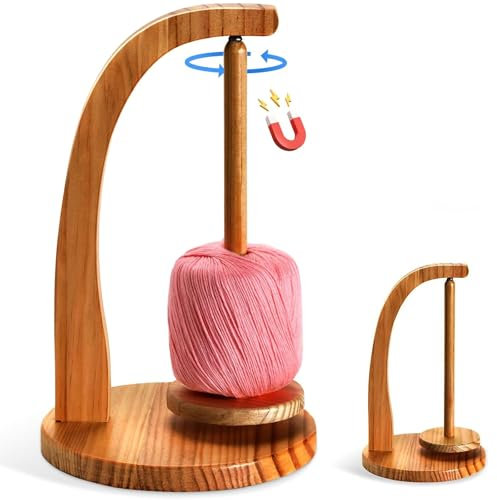Svolgitore di Lana,Porta Rocchetto di Lana Magnetico,Avvolgitore di Lana in Legno Rotante,Porta Lana Accessori per Maglieria All'uncinetto,Regalo per Gli Amanti Del Lavoro a Maglia