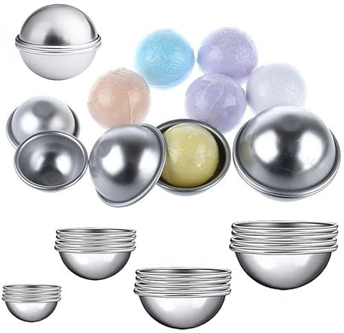 16 stycken Bath Bomb Mold Kit, BetterJonny badbomb, formar, gör-det-själv, tvålform, badbomb, formssats, aluminium, badkulor, form, tvålform, moldform, för badbomber, hemlagade badkulor 4,5/5,5/6,5