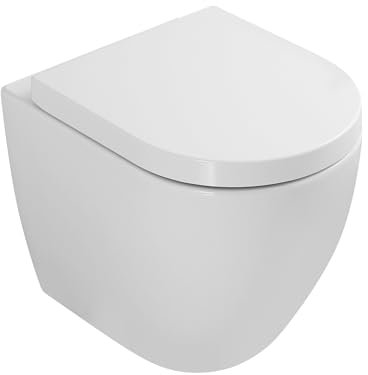 sanicomfort Stand-WC Set „Rivo“ – Spülrandlos, mit Absenkautomatik, Tiefspüler, waagerechter Abgang