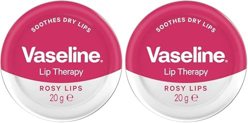 Vaseline Lip Therapy Rosy Lips Lip Balm Tin made with 3x purified petroleum jelly for dry lips 20 g (Pack of 2)