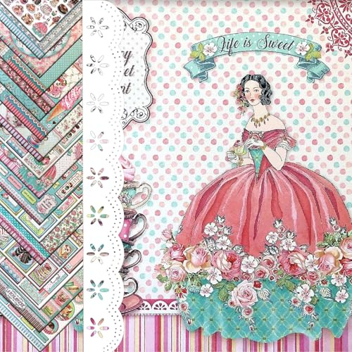 KASESSS 32 Fogli Dessert Carta Scrapbooking, 20x20cm Carta per Decoupage, Cartas Decorativa, Scrapbook Papier Vintage, Papier per Fai da Te per Journaling Quaderno Calendario Album Fotografico