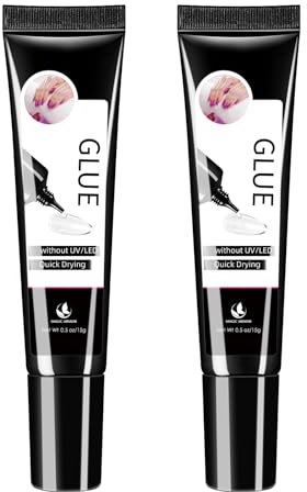 2 Stück Nagelkleber Gel – Ohne UV zum Aufdrücken der Nägel erforderlich, Nagelkleber für Kunstnägel Extra Stark für Nagelspitzen, Schnelltrocknend, Langanhaltend (15gx2)