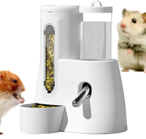 Distributore d'acqua per criceti, 200 ml, dispenser automatico di cibo, bottiglia d'acqua 2 in 1 senza gocciolamento, grande capacità a prova di perdite, forniture per animali domestici per furetti e