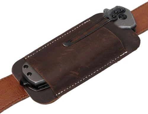 Gaine De Couteaux en Cuir, Étui Couteau Pliant Ceinture, Gaine De Couteaux Faits À La Main pour Ceinture, Étui De Couteau De Poche, Horizontal De 2,3x5 Pouces pour Camping Chasse