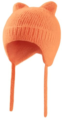 Bonnet pour Bébé en Tricot pour l'hiver Bonnet Mignon avec Oreilles de Chat Chapeau Chaud pour Bebe Fille avec Oreillettes aux Tout-Petits de 2 Ans à 6 Ans