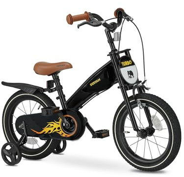 Deryan Bicicletta per bambini 16 pollici | 3 in 1 | Bicicletta con sella e manubrio regolabili | Bicicletta per bambini per ragazzi e ragazze | Nero