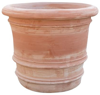 Biscottini Vaso in Terracotta Artigianale Made in Italy 50x50x44 cm - Fioriera Rotonda per Piante - Vasi decorativi Esterno e Interno - Ciotola in Terracotta per Fiori -Vaso Alto Moderno