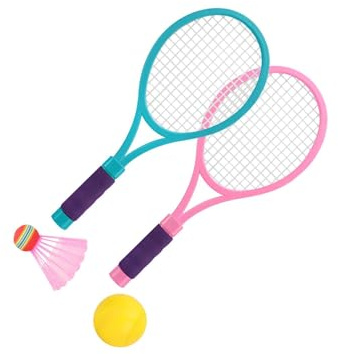 wisoolkic Upplev spännande spel med dessa junior tennisracketleksaker, barntennisracketar, badmintonset för barn, trädgårdsmatch med två racketar, bärbar boll, badminton birdies för junior
