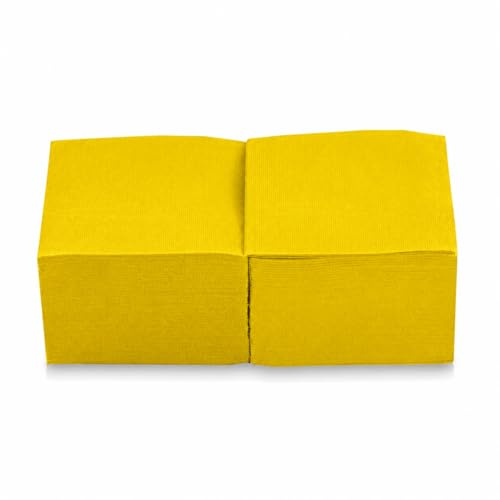 Morigami, Servilleta de Papel Tamaño Cocktail, Pliegue 1/4, Punta Punta, 150 servilletas, Amarillo