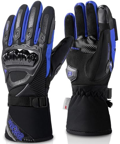 IRON JIA'S Gants de Moto Hiver, Imperméable Coupe-Vent Legère et Chaude Gants à Écran Tactile pour Moto, Randonnée et Autres Sports de Plein Air，Homme et Femme
