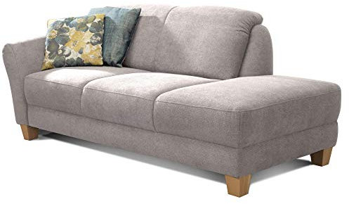 CAVADORE Recamiere Gootlaand, Recamiere mit Federkern und Armteil links im Landhausstil, 194 x 84 x 91, hellgrau