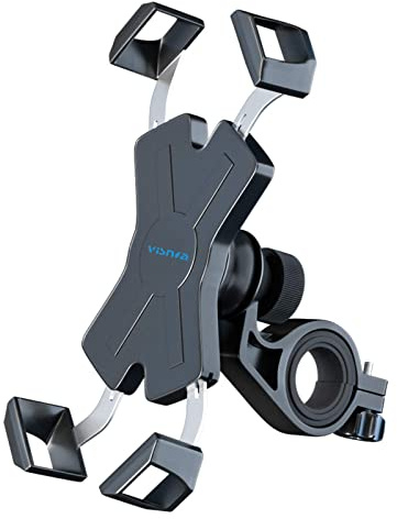 visnfa New Bike Phone Mount with Stainless Steel Clamp Arms Anti Shake and Stable 360° Rotation Bike Accessories/Bike Phone Holder for Any Smartphones GPS Other Devices Between 4 and 7 inches