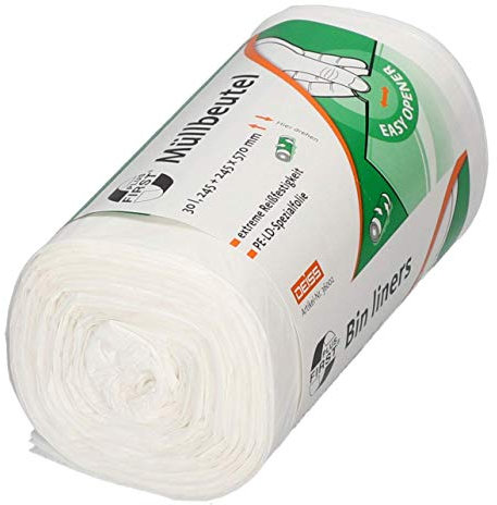 DEISS FIRST PLUS aus LDPE, 1A-Material, 30 l, weiß, 50 Stück/Rolle 36002