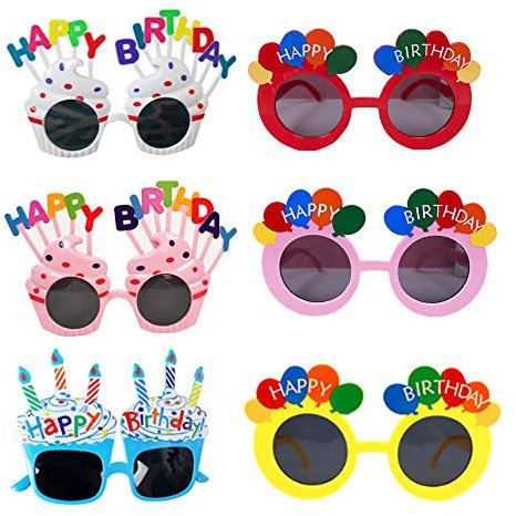 YAVO-EU Alles Gute zum Geburtstag Brille，6 Paar Neuheit Alles Gute zum Geburtstag Party Sonnenbrillen，Sehr gut geeignet für Party Photo Booth Requisiten etc
