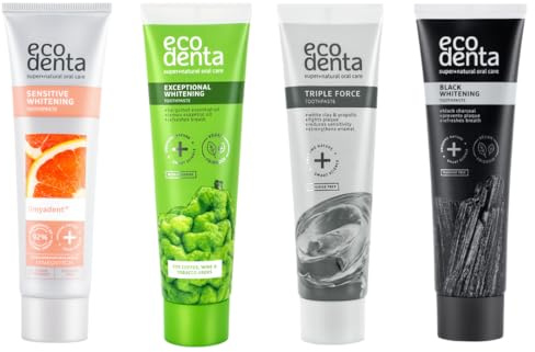 Ecodenta - EXPERT Zahnpasta 4er-Set - Zahnpasta Mit Aktivkohle & Zahnpasta Bio - Für Empfindliche Zähne und Zahnfleisch – Komplettes Mundpflegeset
