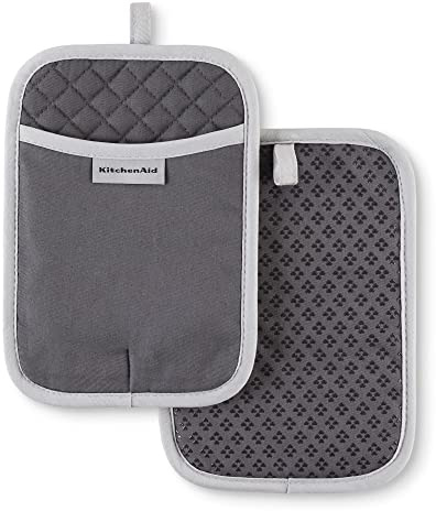 KitchenAid Asteroid Pot Holder 2-Pack Set, Charcoal Grey, 7x10