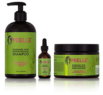 Mielle Organics Mielle/Romarin Menthe Fortifiant/Shampooing/Masque capillaire/Huile de renforcement du cuir chevelu et des cheveux (sérum)/Offre/Coffret cadeau