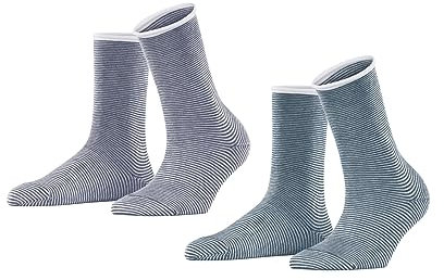 FALKE Damen Allover Stripe 2-pack W Baumwolle Gemustert 2 Paar Socken, Mehrfarbig (Sortiment 0150), 35-38 EU