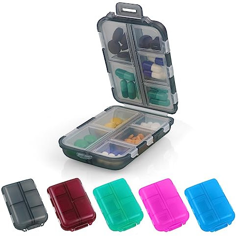 ACWOO Portapillole Settimanale, Pill Organizer Con 10 Scomparti, Doppio Strato Da Viaggio Portatile per Vitamine, Olio di Pesce e Farmaci