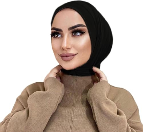 MOWEN Chapeau Hijab à boutons en coton Modal de couleur unie, chapeau intérieur islamique musulman, Hijab extensible