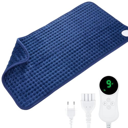 Heizkissen, Wärmekissen mit Abschaltautomatik Elektrisch Heizkissen für Rücken Nacken Schultern 60 x 30 cm Heizkissen für Bauch Knie mit 9 Temperaturstufen und 4 Timer Maschinenwaschbar