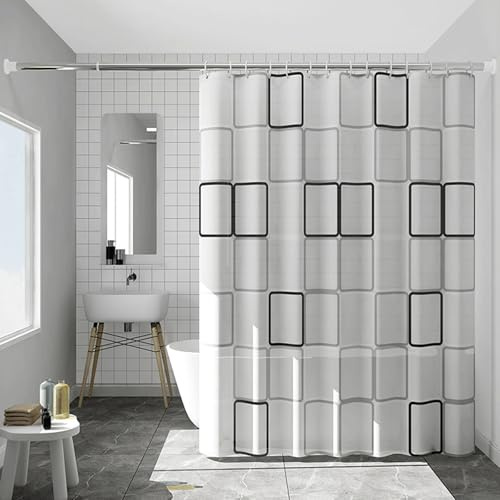 Cortina de Ducha Lavable y Impermeable con 12 Ganchos, Blanco