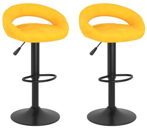 vidaXL Taburetes de Cocina 2 Unidades Terciopelo Amarillo Mostaza, Silla, Taburete de Barra de Cocina, Silla de bistró, Taburete de Barra de Desayuno