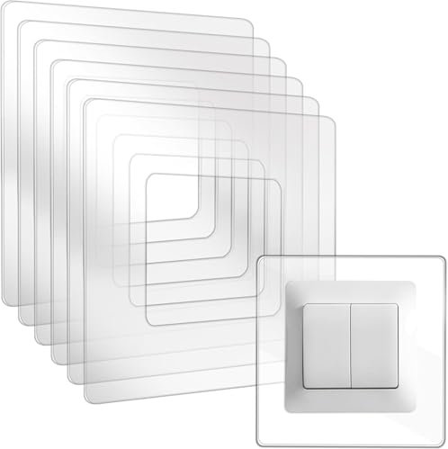 BlueXP 12 Stück Lichtschalter Schutz für Wand Transparenter Tapetenschutz 1-Fach Steckdose und Lichtschalter Schutzfolie für Lichtschalter Schutzrahmen Aufkleber für jedes Schalterprogramm