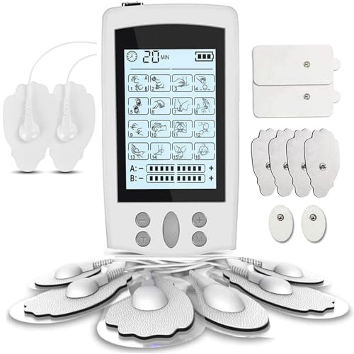Dual Channel TENS Machine for Pain Relief, Nerve Muscle Stimulator for Pain Management with 16 Modes, USB Rechargeable, 6 pcs Premium Electrode TENS Pads