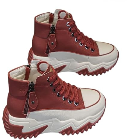 Trending Dad Sneakers for Women, 2025 Fall/Winter Top Thick Sole Casual Sneakers, Fashionable Comfortable Platform Shoes (5,red)