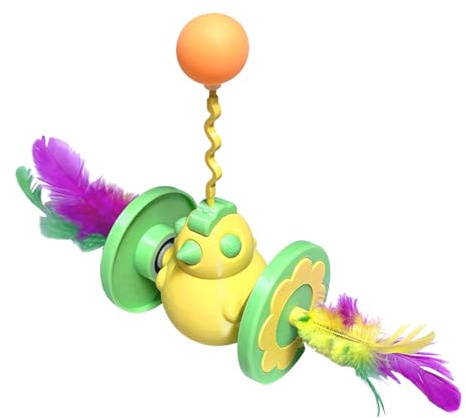 Huxibai Juguete para Gatos De Juego - Teaser con Forma De Pollito Y Muñeca Inclinante | Suministros Interactivos para Mascotas Bola De Entretenimiento para Gatitos para Entrenamiento Y Juego En