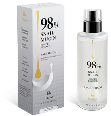 Bagavs Siero Viso 100ml con 98% Bava di Lumaca, Niacinamide e Acido Ialuronico, Antirughe, Antimacchie Illuminante, e Antietà, si Assorbe Rapidamente dalla Pelle