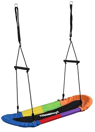Relaxdays Altalena a Nido Multicolore per Bambini e Adulti, 150 kg, con Maniglie, 165x123x45 cm