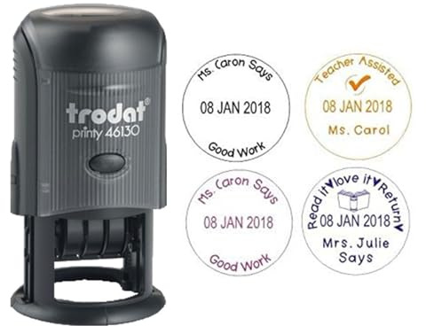 Trodat Printy 46140 Custom Round Die Plate Dater Self Inking Stamp
