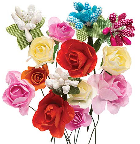 Baker Ross Papierblumen (42 Stück) – für Kinder zum Basteln und Gestalten im Frühling