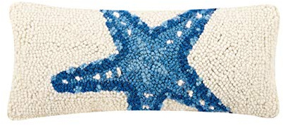 Peking Handicraft 30TG447C05OB Blown Filled Hook Throw Pillow, 12-inch Length, Wool and Cotton (Sea Star)