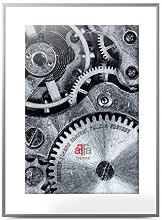 aFFa frames Cornice per Foto 70x100 cm - Cornice Foto in Alluminio con Vetro Acrilico e Retro in HDF - Cornice Poster per Certificati Opere d’Arte Immagini Argento