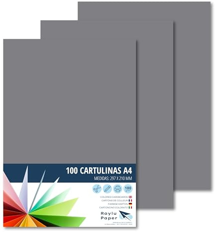 RAYLU PAPER – Tonpapier A4, 100 Stück Kartonpapier 180g/m², 210 x 297 mm, professionelle farbige Kartons für Büro, Kopierpapier, Buntes Papier zum Basteln (Dunkelgrau)