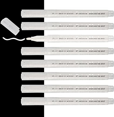 Lot de 8 marqueurs blancs - Pointe fine de 2 mm - Marqueurs permanents - Pour papier noir, croquis, dessin, bois, roche, pneus, plastique, cuir, verre