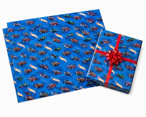 Hot Wheels Papel de Regalo Niños – 2 Hojas y 2 Etiquetas Oficiales Hot Wheels