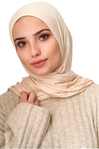 Needs & Wants®JERSEY SCARF Shawl Wrap Hijab Stretchy Big Large Plain Maxi Many Colours (CREAM)