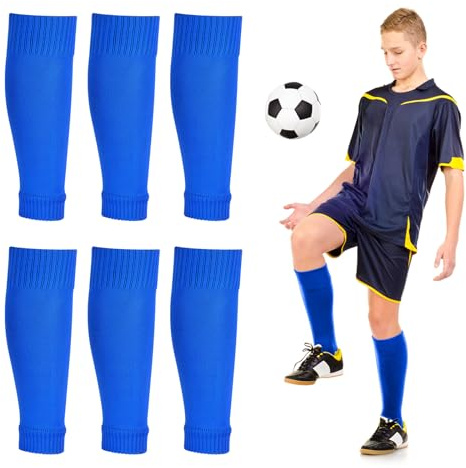 Peaken Football Sock Sleeve, 3 Pair Team Leg Sock for Running or Training Beginner (Kids, Blue)