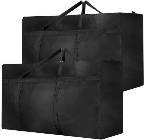 2 Pcs 180L Large Storage Bag, Extra Large Moving Bag with Zips for Moving Storage Clothes Bedding Duvet Quilt Blankets Waterproof Jumbo Storage Bags Moving Totes Christmas Storage Containers