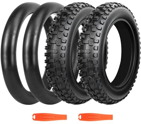 BALINGE 2 Pack Fat Tire for Ebike Mountain Bike Heavy Duty High-Performance Wear-Resistant E-Bike Mountain Snow Bike Tire 20 x 4ïŒBlackïŒ2 Tires 2 Tubes 2levers