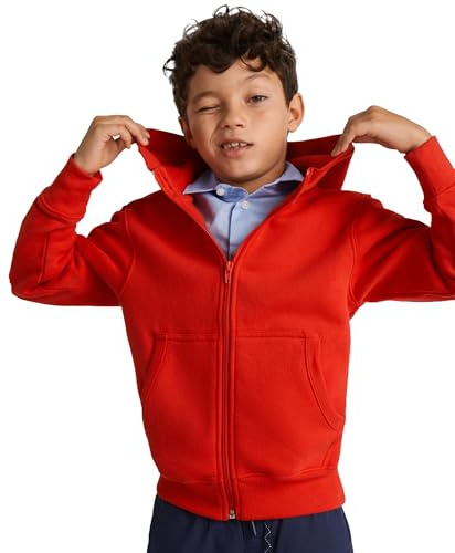 KINKIES Chaqueta con Capucha para niños, Cuello Alto y crematallera Completa a Juego - Sudadera Casual Elegante Vida Diaria para niñas y niños (FR/ES, Edad, 6 años, Regular, Rojo)