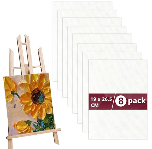 8 Pcs 20 x 30 cm Tele per Dipingere Cotone, Tele da Dipingere per Dipingere, Art Tela Bianca, Cartone Telato per Dipingere, Cartoni Telati D’Artista Bianca per Acrilici, Colori ad Olio, Gouache
