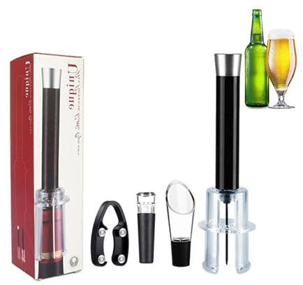 Kit décapsuleur de vin rouge avec bouchon sous vide - Kit ouvre-bouteille manuel pour bar, maison ou extérieur