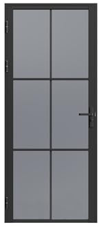 Vente-unique - Blocco porta reversibile in alluminio e vetro temperato fumè - H204 x L73 cm - Nero - SEROTO